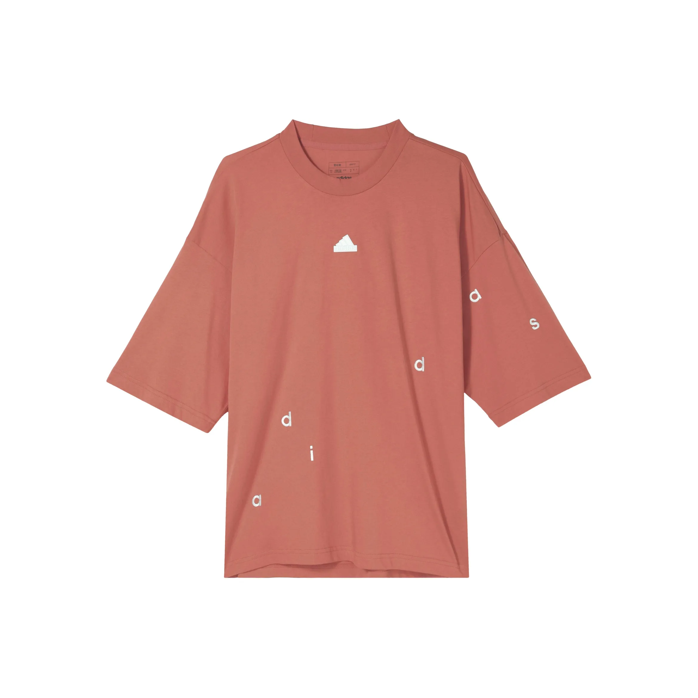 Adidas Рукав с оборванным плечом T-рубашка Женская Светло-красная