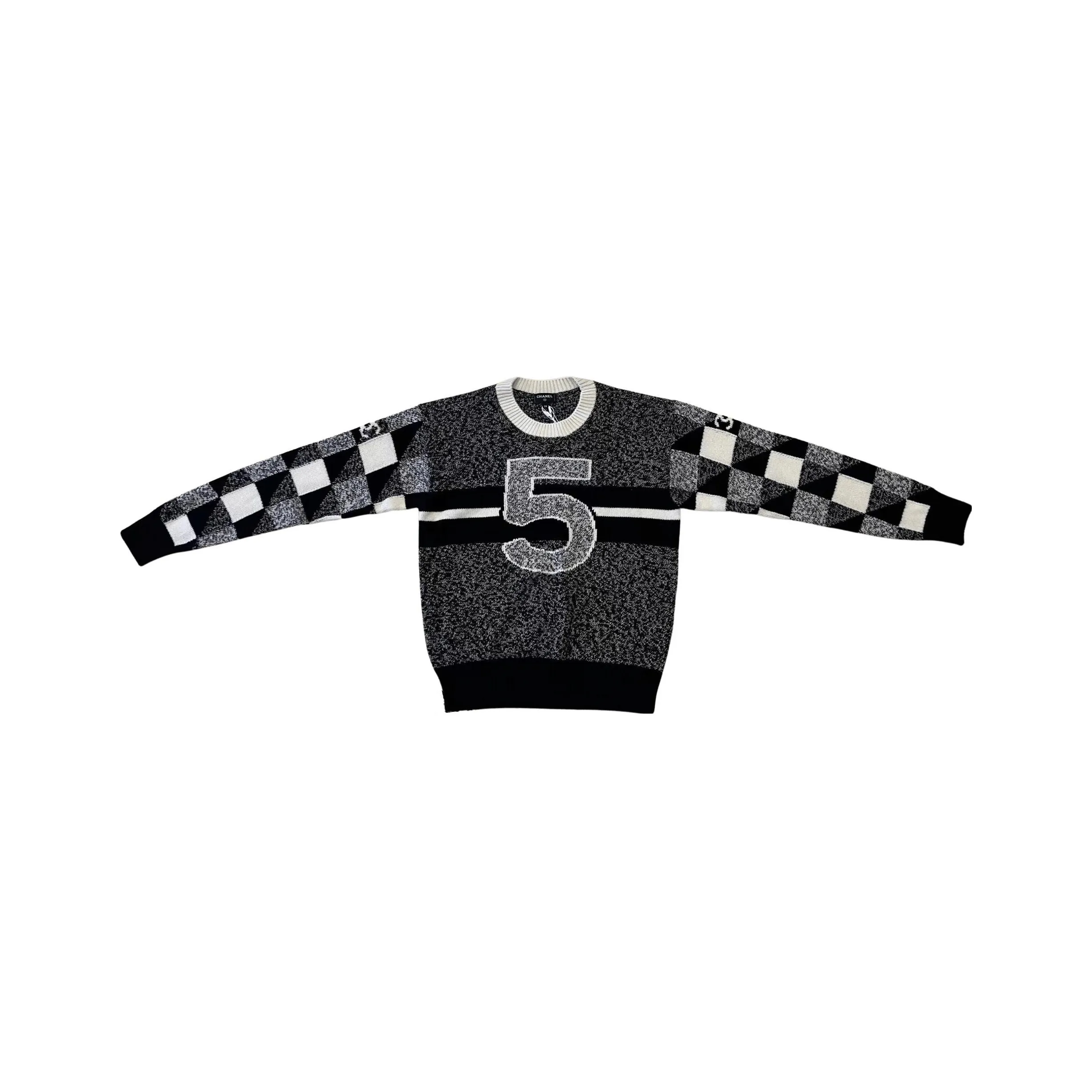CHANEL 22 Fall And Winter Cashmere Sweater Women's Black White