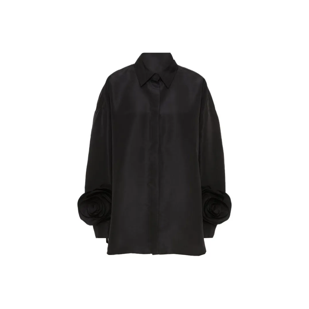 Valentino Floral Embellished Straight Hem Shirt Dress