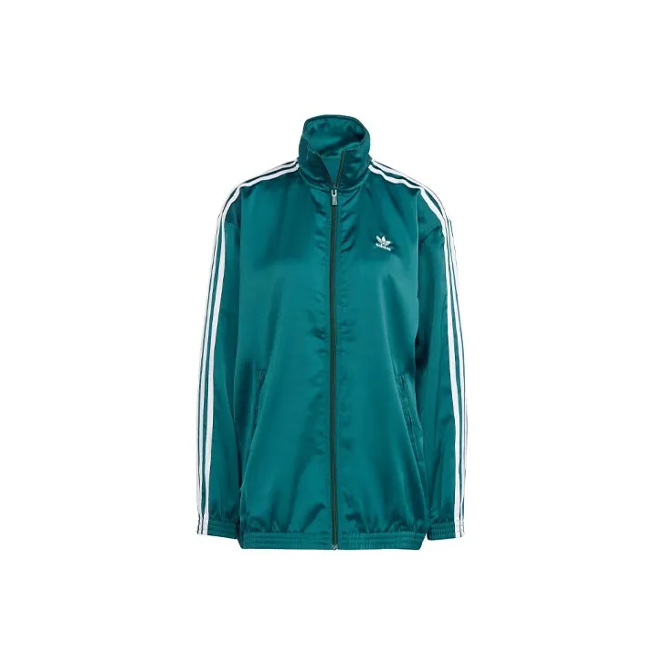 Adidas Originals Loose SATIN TRACK TOP Куртки Пальто Женские Зеленый