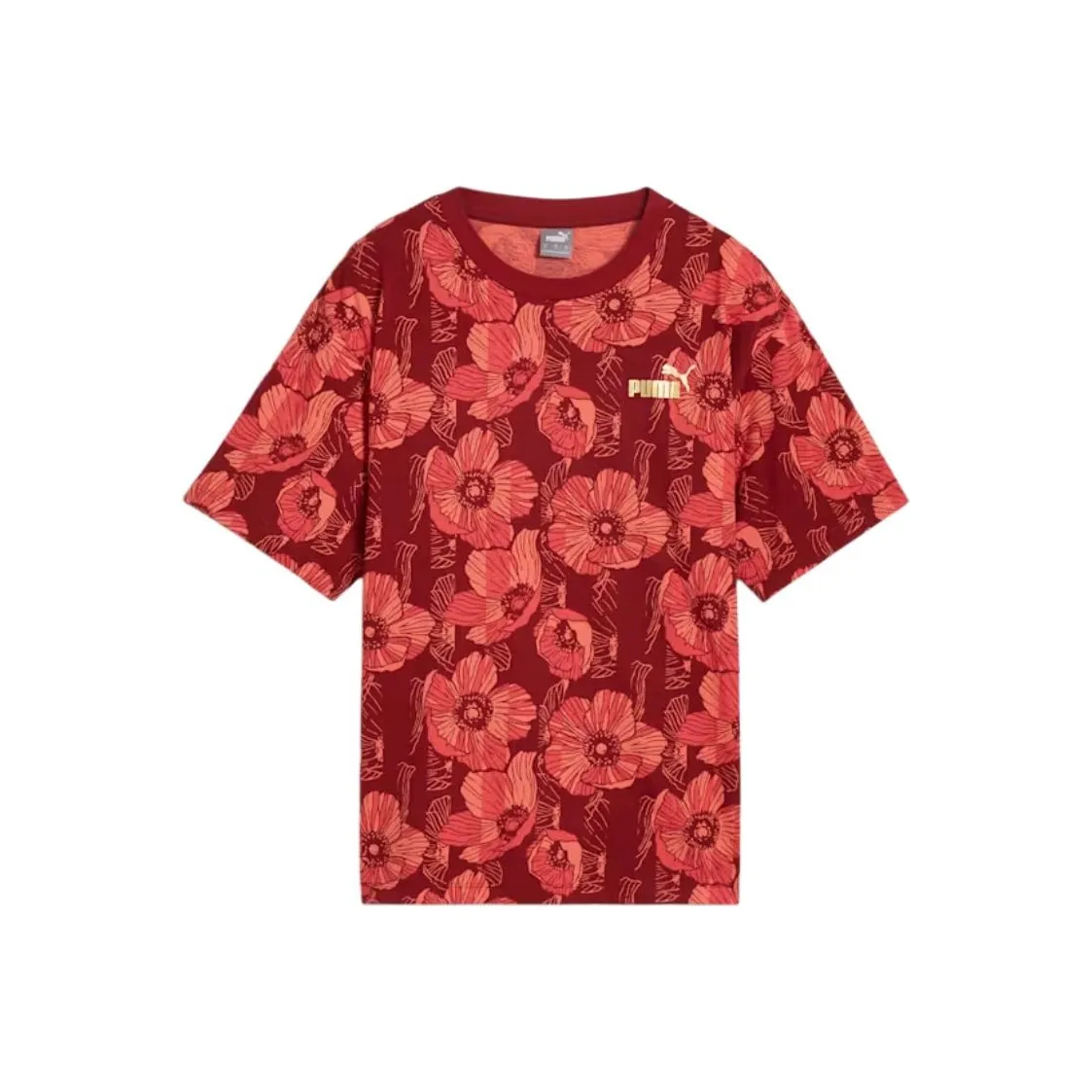 PUMA ESS +graphic T Shirt Women's Dark Red