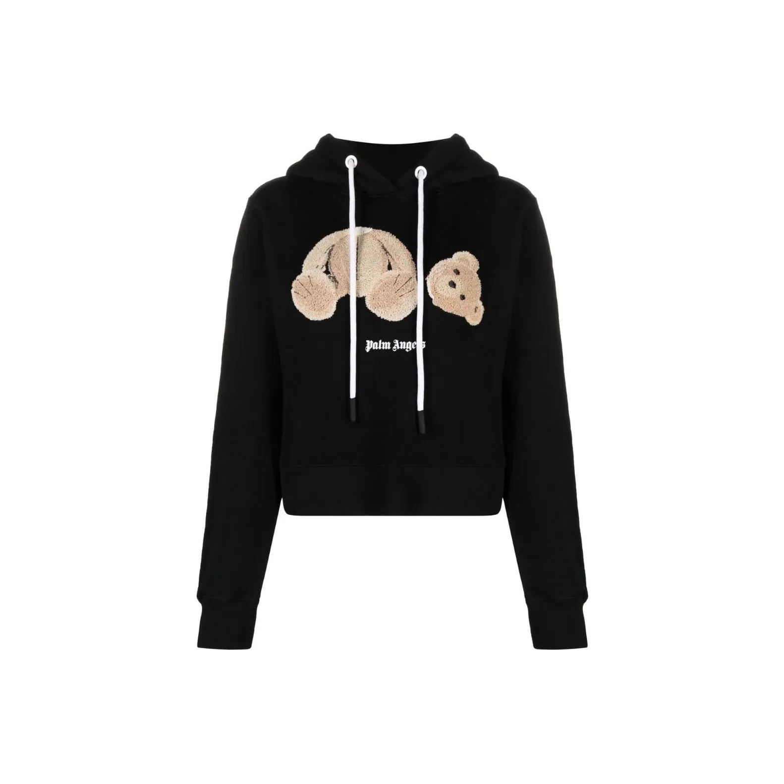 PALM ANGELS Women's Teddy Bear Logo Hoodie Black/Brown