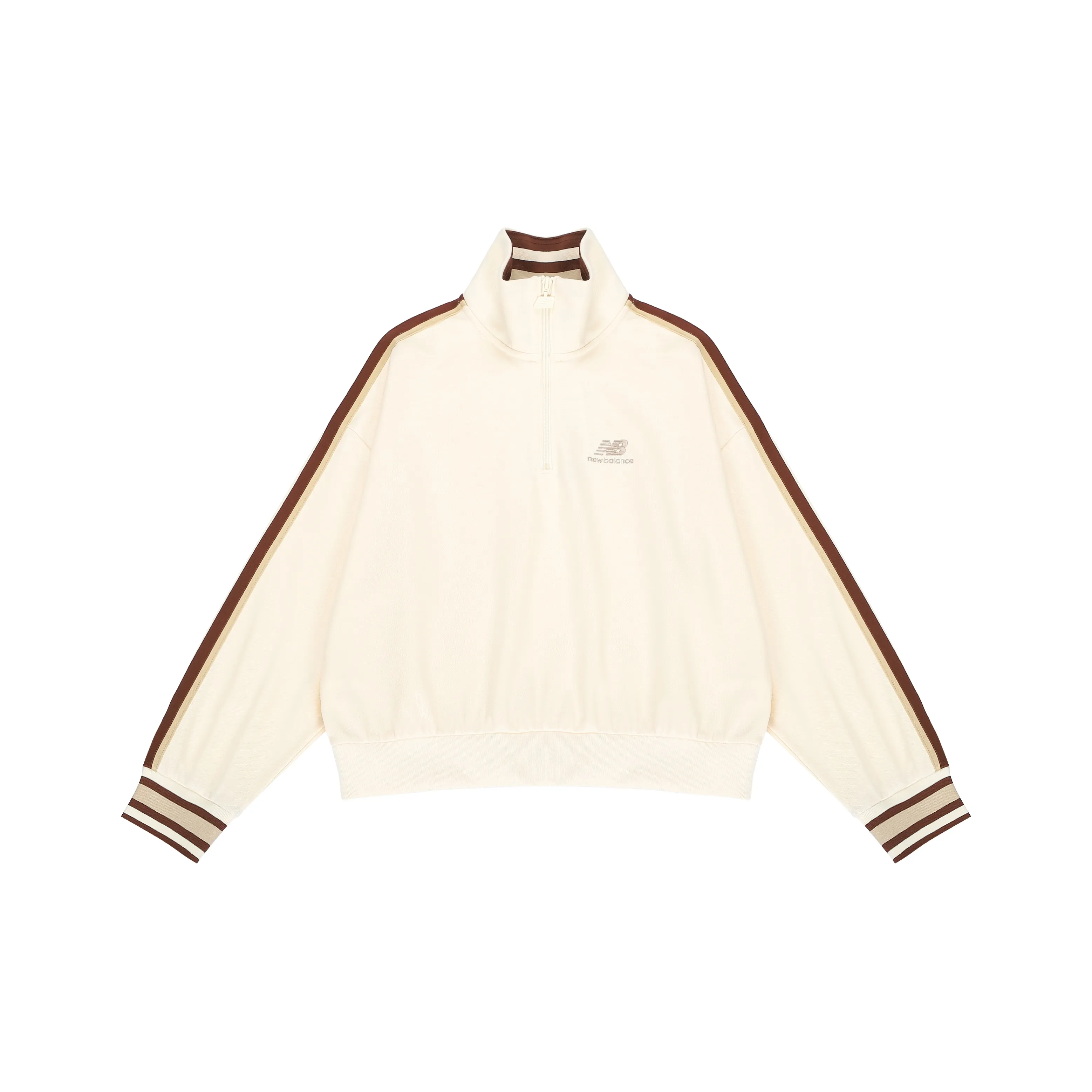 New Balance Striped Knit Zip-Up Sweatshirt Yellow