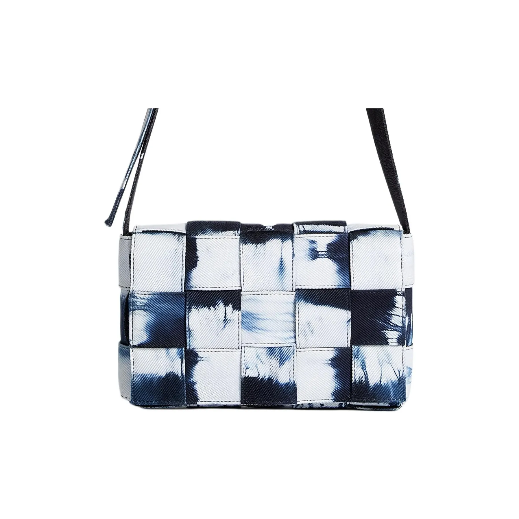 Bottega Veneta CASSETTE Denim Shoulder Bag, Crossbody Bag Medium Size Men's Marine Blue & White