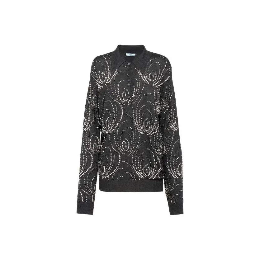 PRADA Embellished Polo Jumper