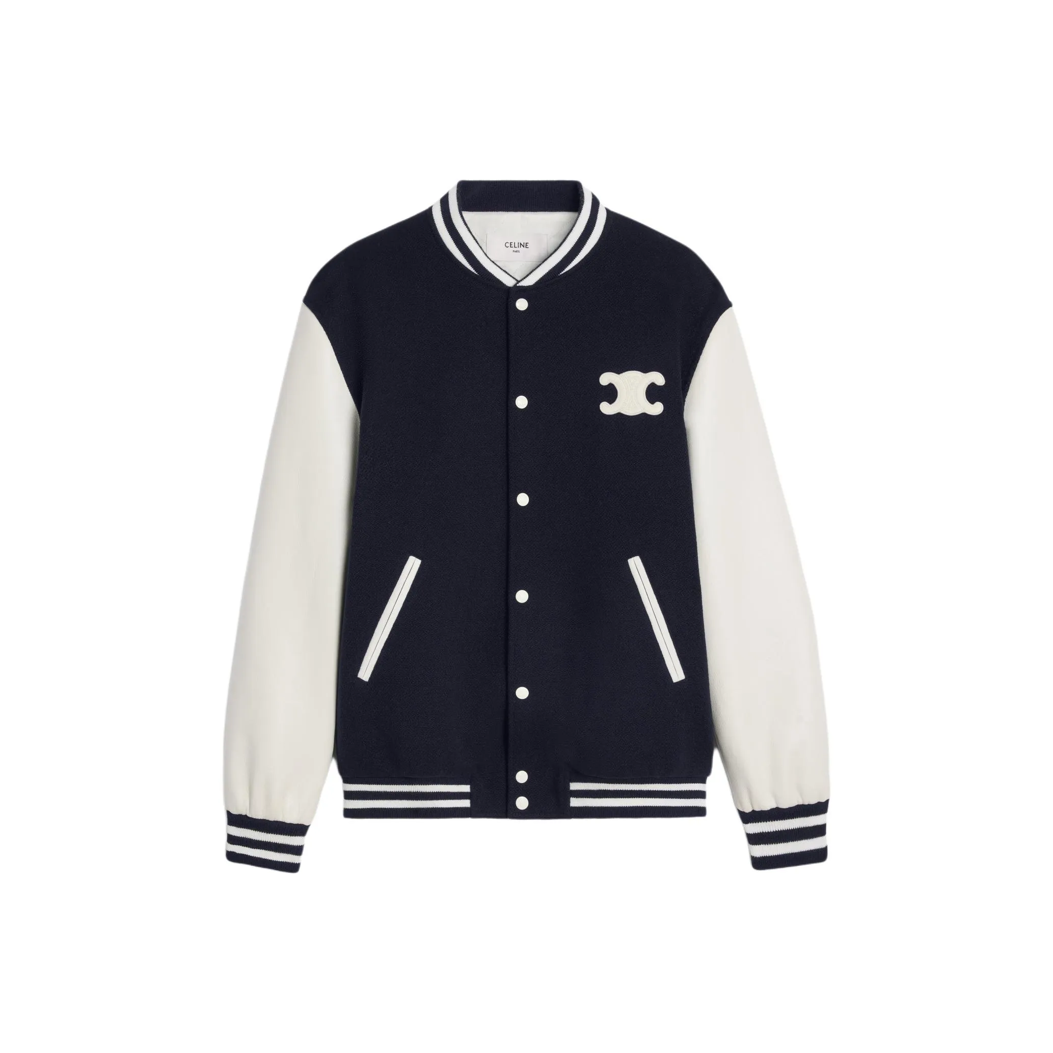 CELINE Teddy Varsity Jacket In Textured Wool