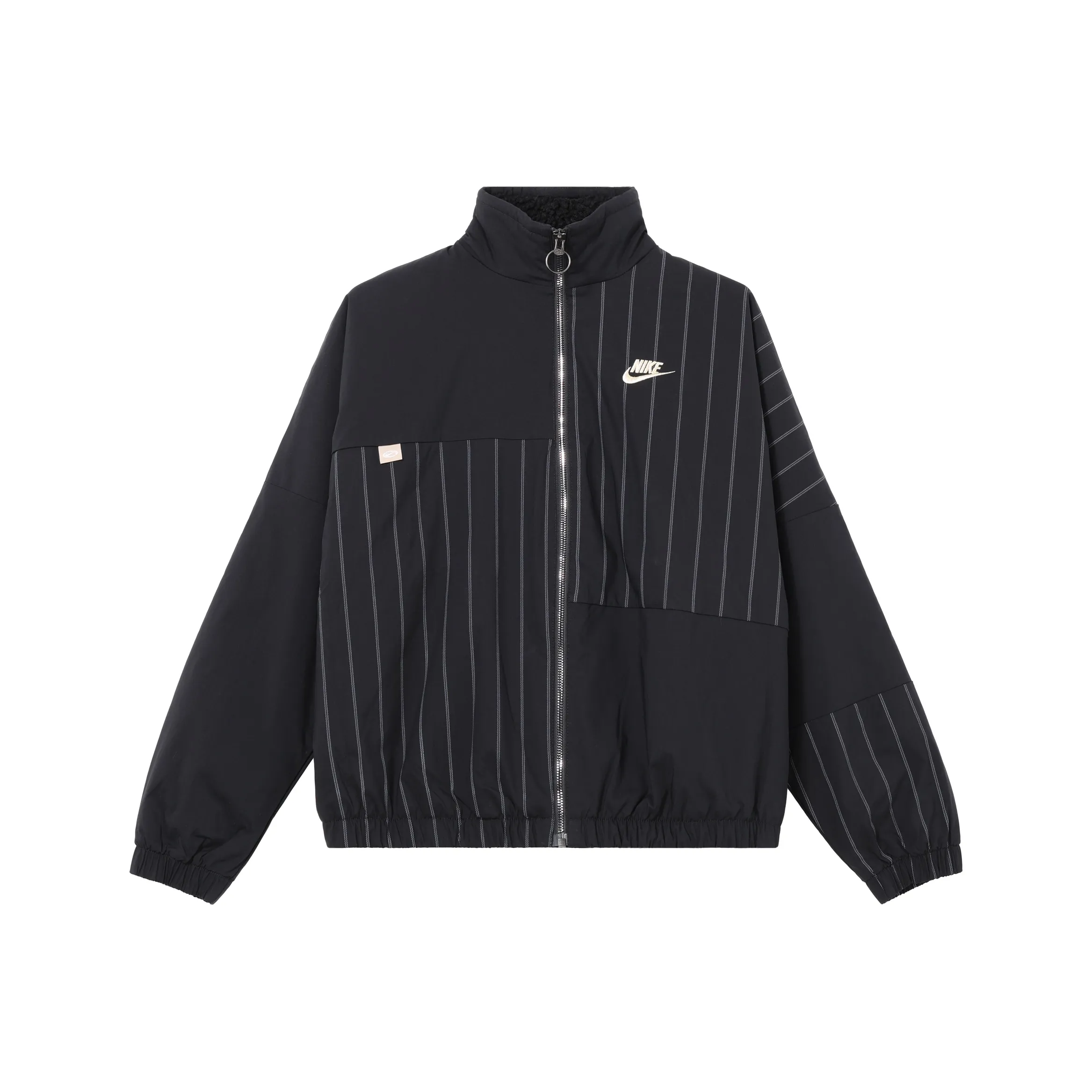 Nike Women's Logo Stripe Stand Collar Casual Jacket Black