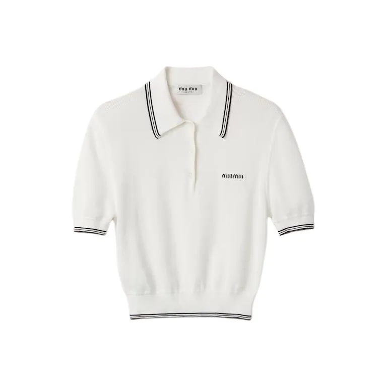 MIU MIU Stripe detail Polo Top