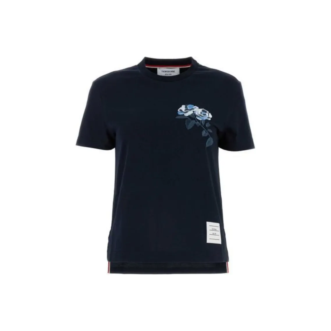THOM BROWNE Rose Embroidered Crewneck T Shirt