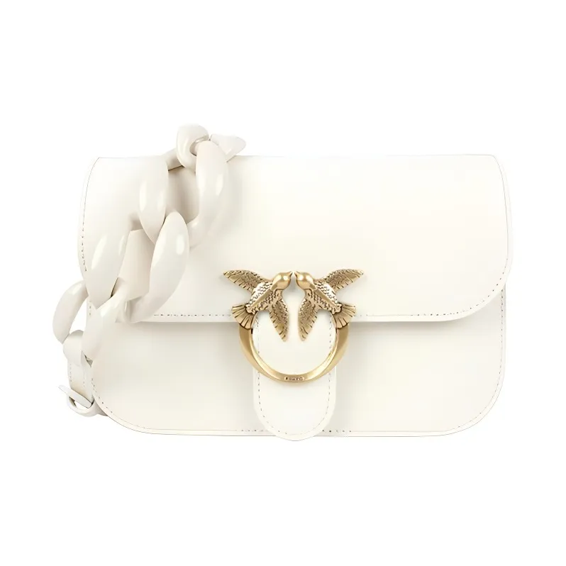 PINKO Коровья кожа Swallow Сумка Маленькая квадратная сумка Сумка через плечо Маленькая Женская Белая