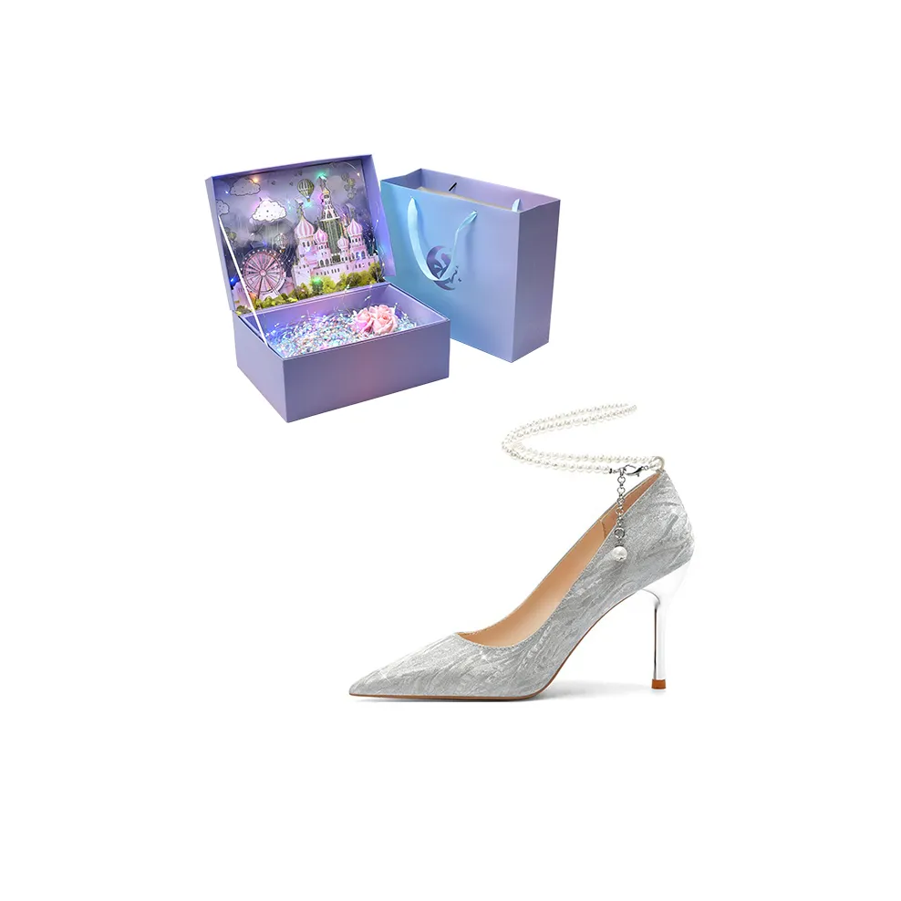 ROBINHOOD Утонченный Фиолетовый Moon Galaxy Box Заостренный носок Элегантность Универсальный Узкий каблук Высокие каблуки Женские