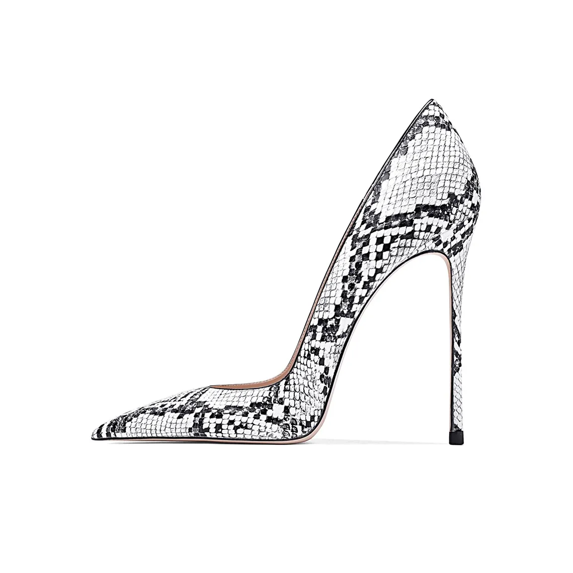 CHUYANG Узкий каблук Высокие каблуки Женские Черный Белый Змеиная кожа с принтом
