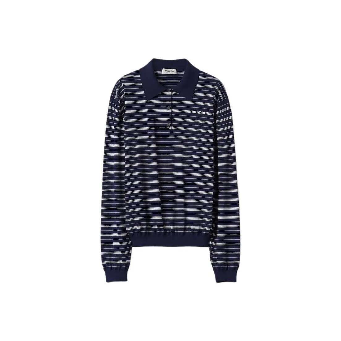 MIU MIU Logo print Striped Polo Top