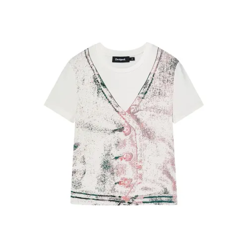 Desigual Белая основа Принт Женские Футболки