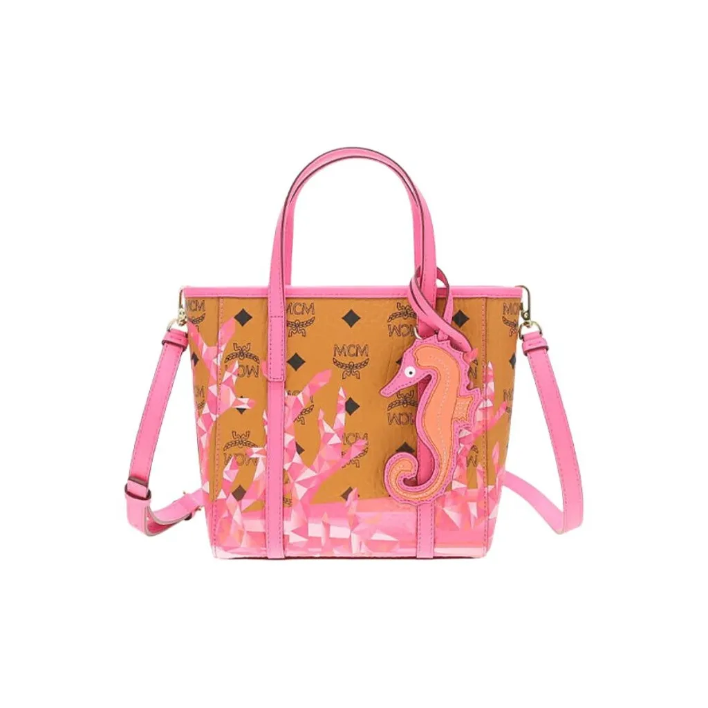 MCM Toni Visetos Coated Canvas With Leather Tote Bag, Shopping Bag, Shoulder Bag, Handbag Mini Women's Pink