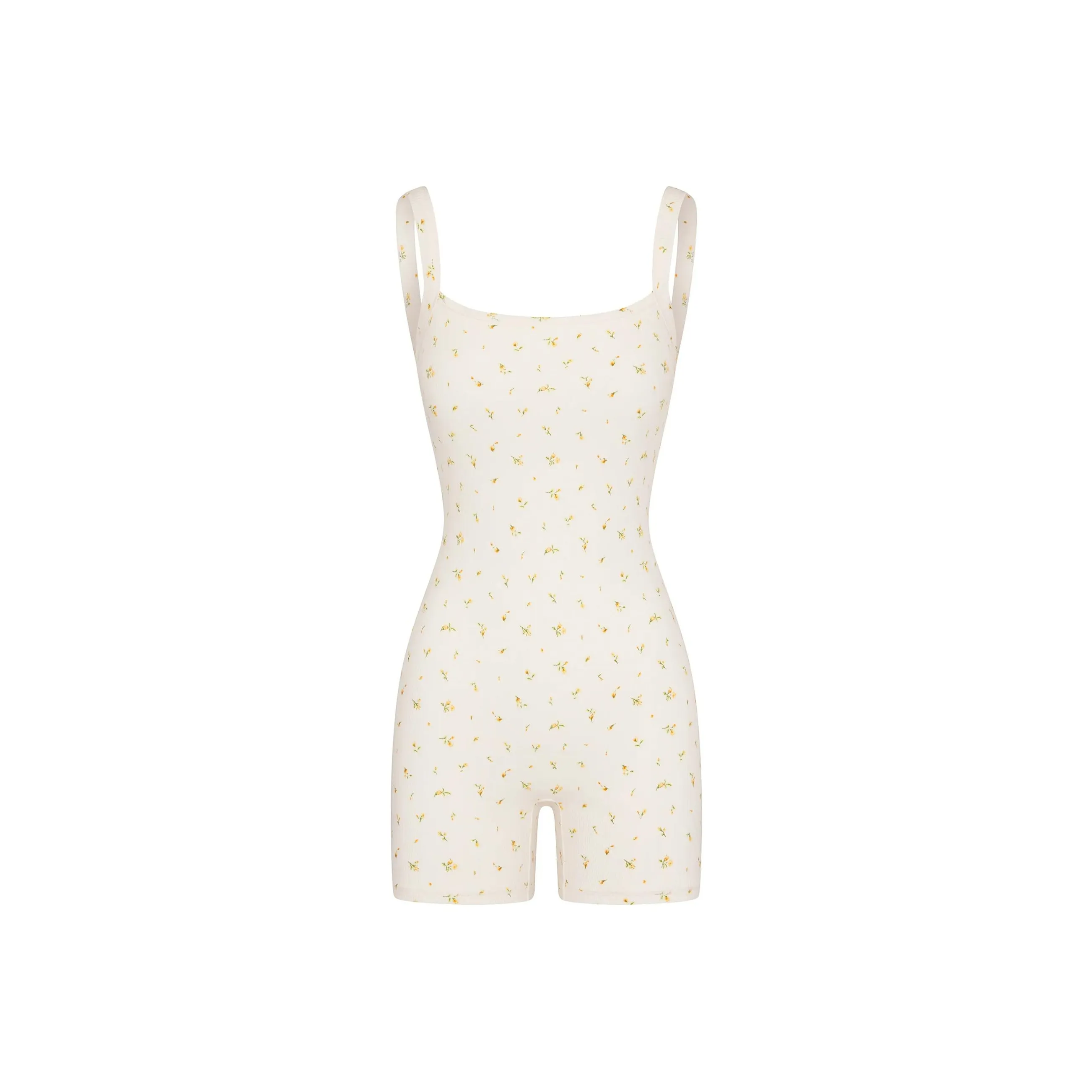 SKIMS SS24 Cotton Collection COTTON RIB LOW BACK ONESIE Bodysuits Women's MARIGOLD ROSEBUD PRINT/Wan Shu Ju Rose Print