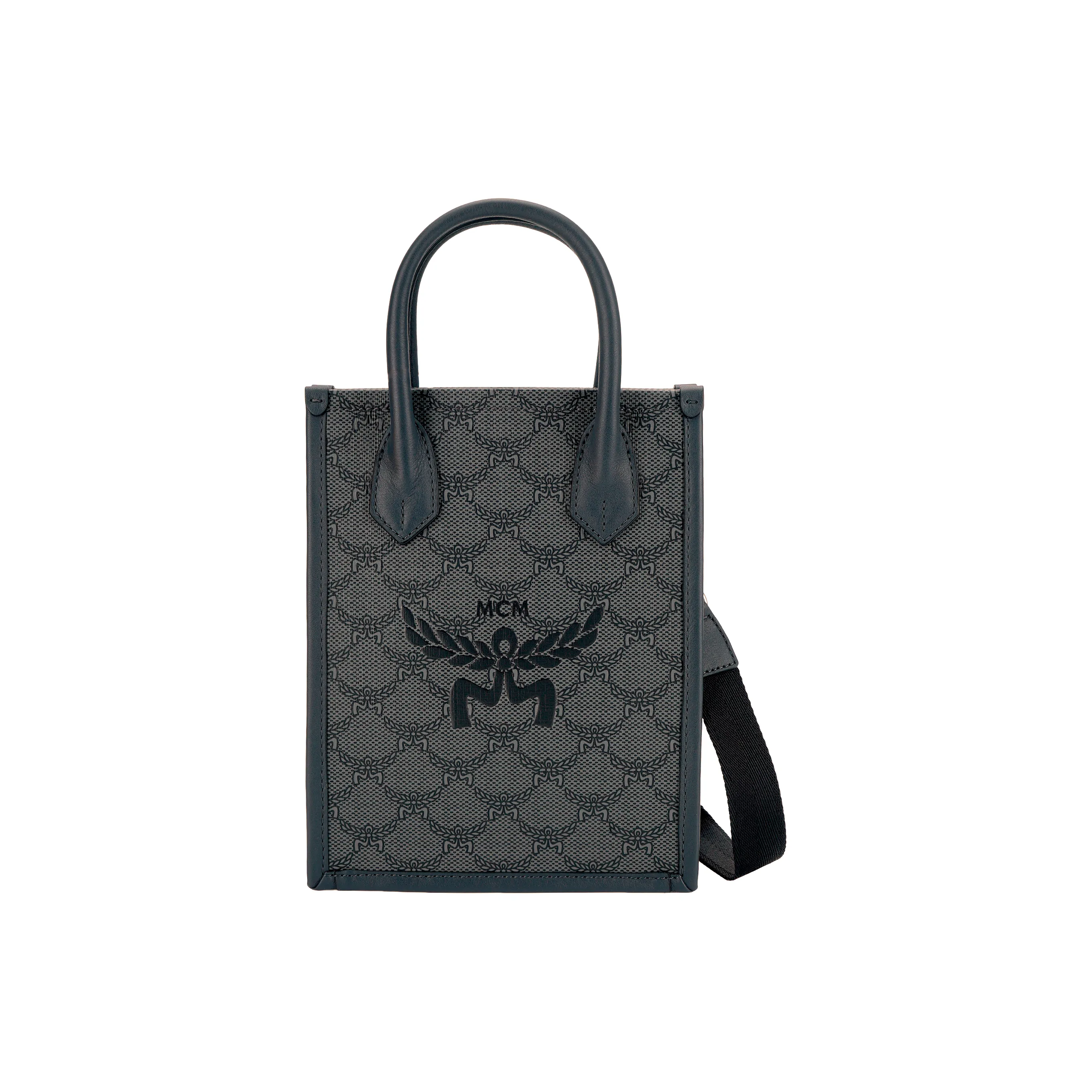 MCM Canvas Canvas Bag Tote Bag Shopping Bag Handbag Mini Women's Dark Gray