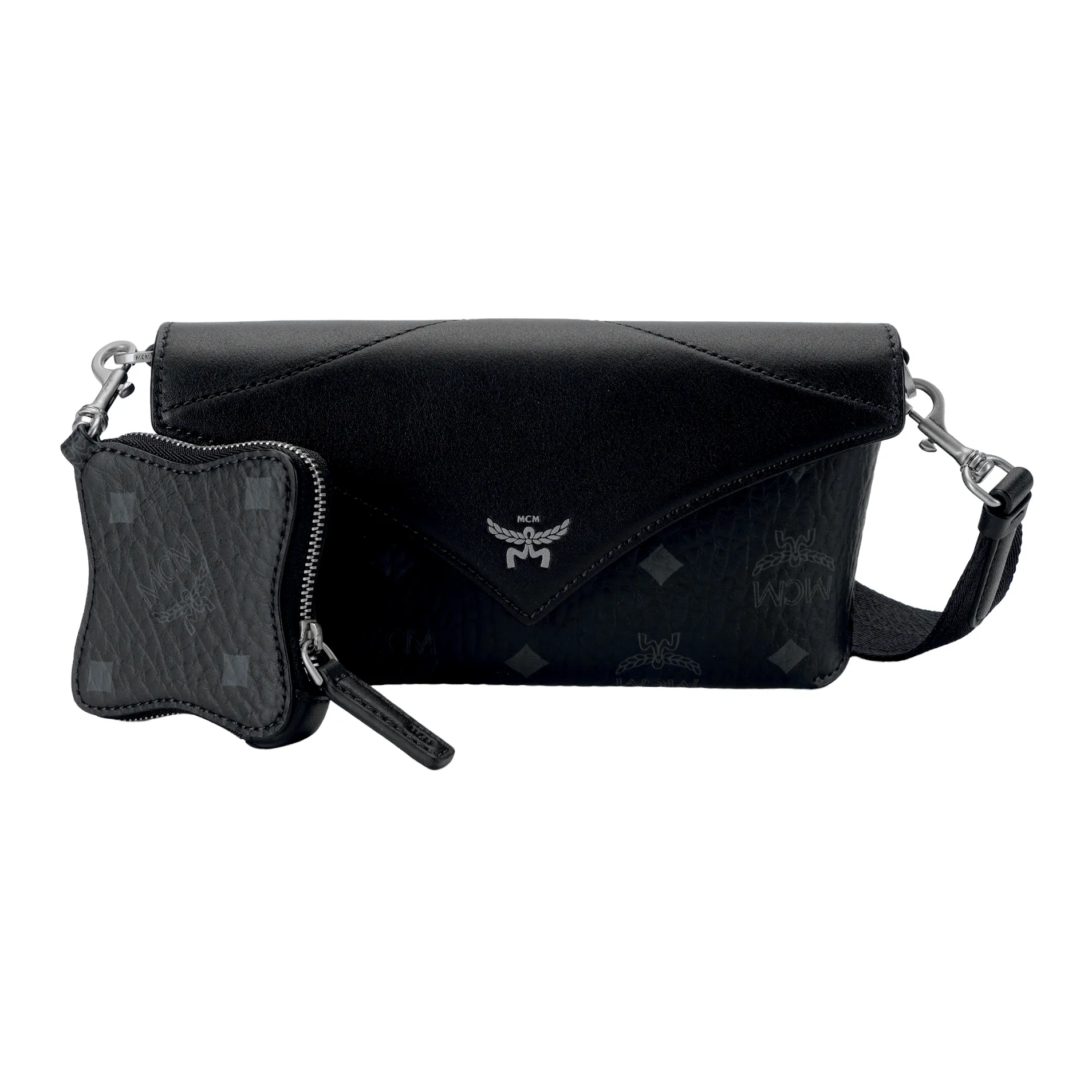 MCM Artificial Leather One Shoulder Crossbody Clutch Small Unisex Black MCM Искусственная кожа Одно плечо Через плечо Клатч Маленький Унисекс Черный