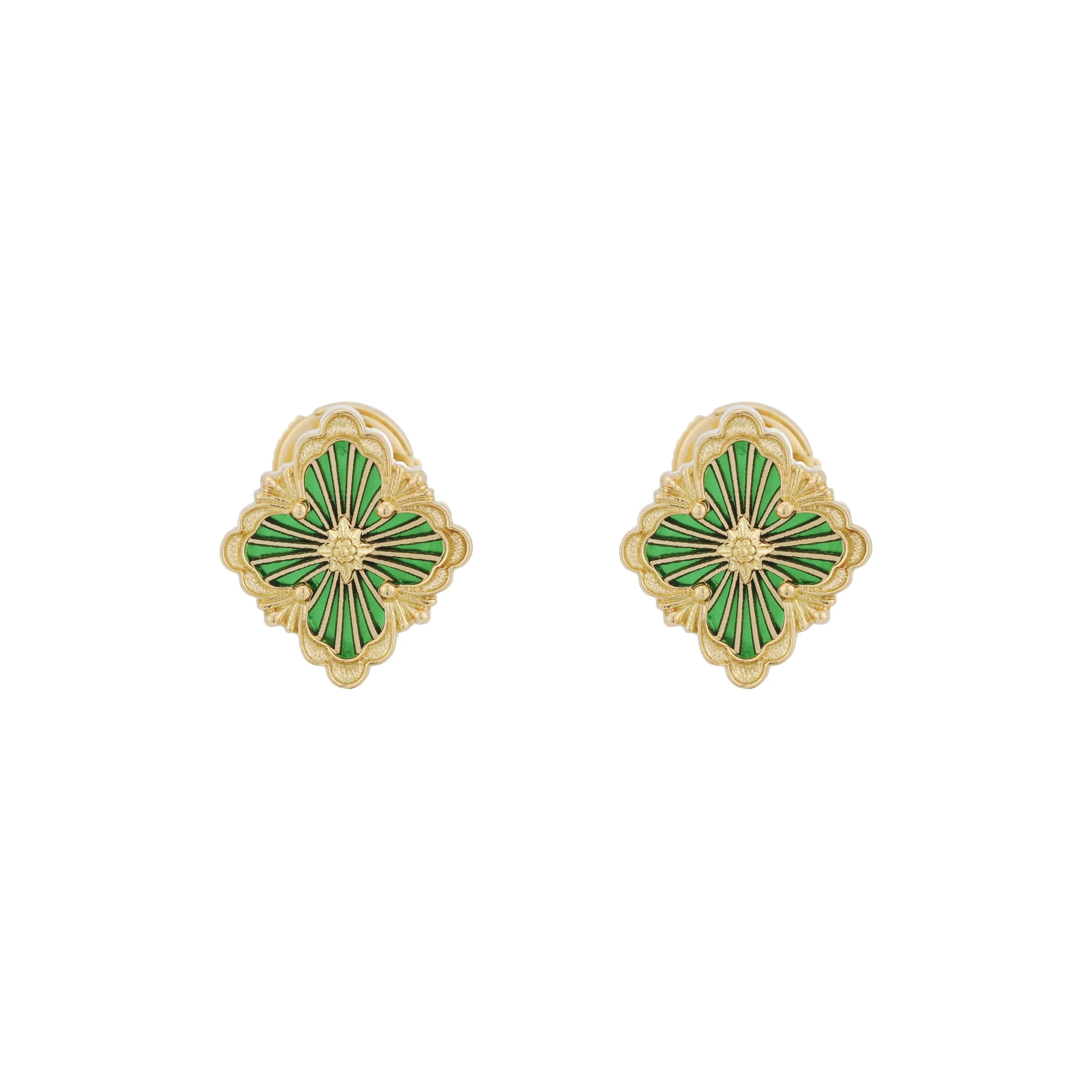 BUCCELLATI 18K Gold Stud Earrings Women's Green