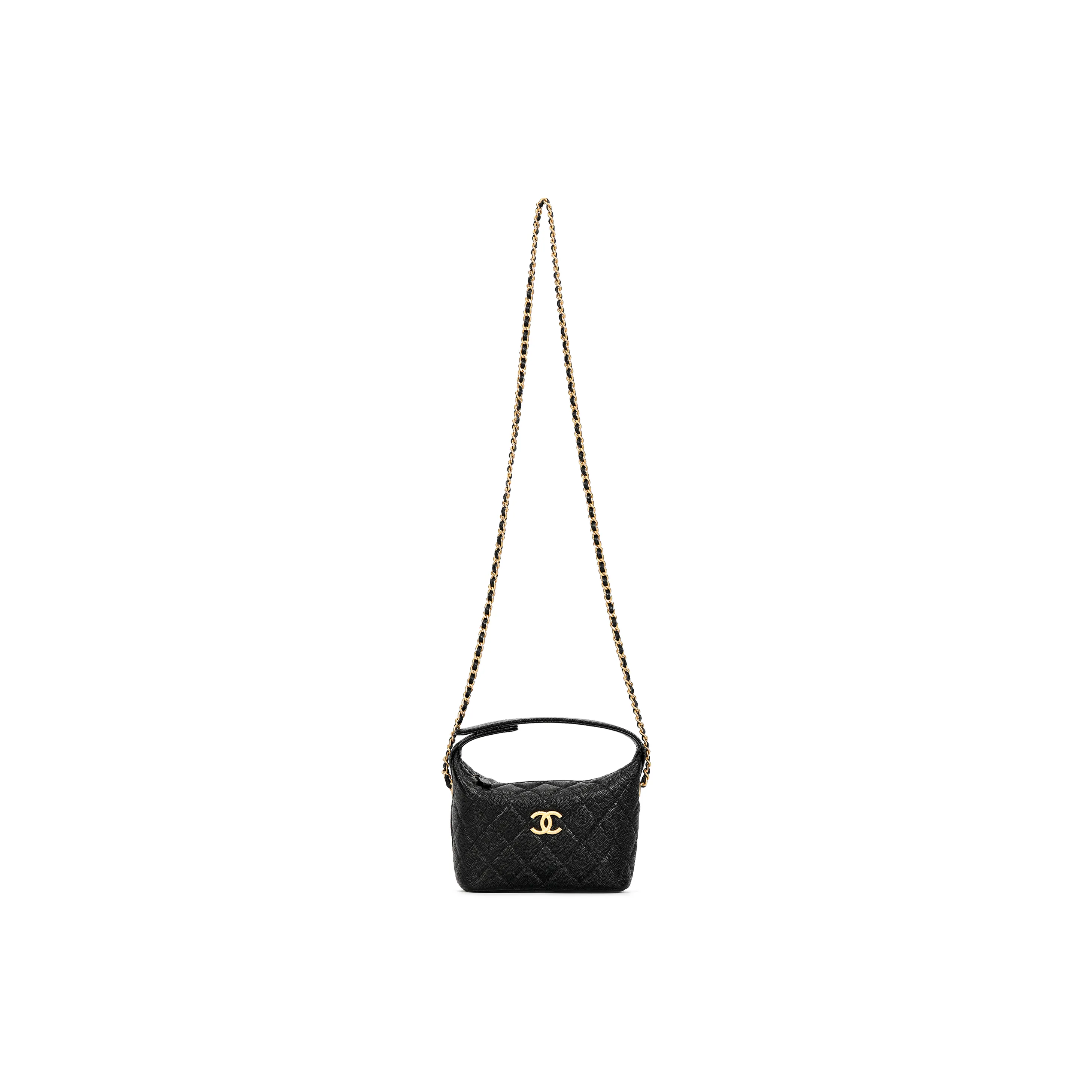 CHANEL Cow Leather Handbag Women's Black