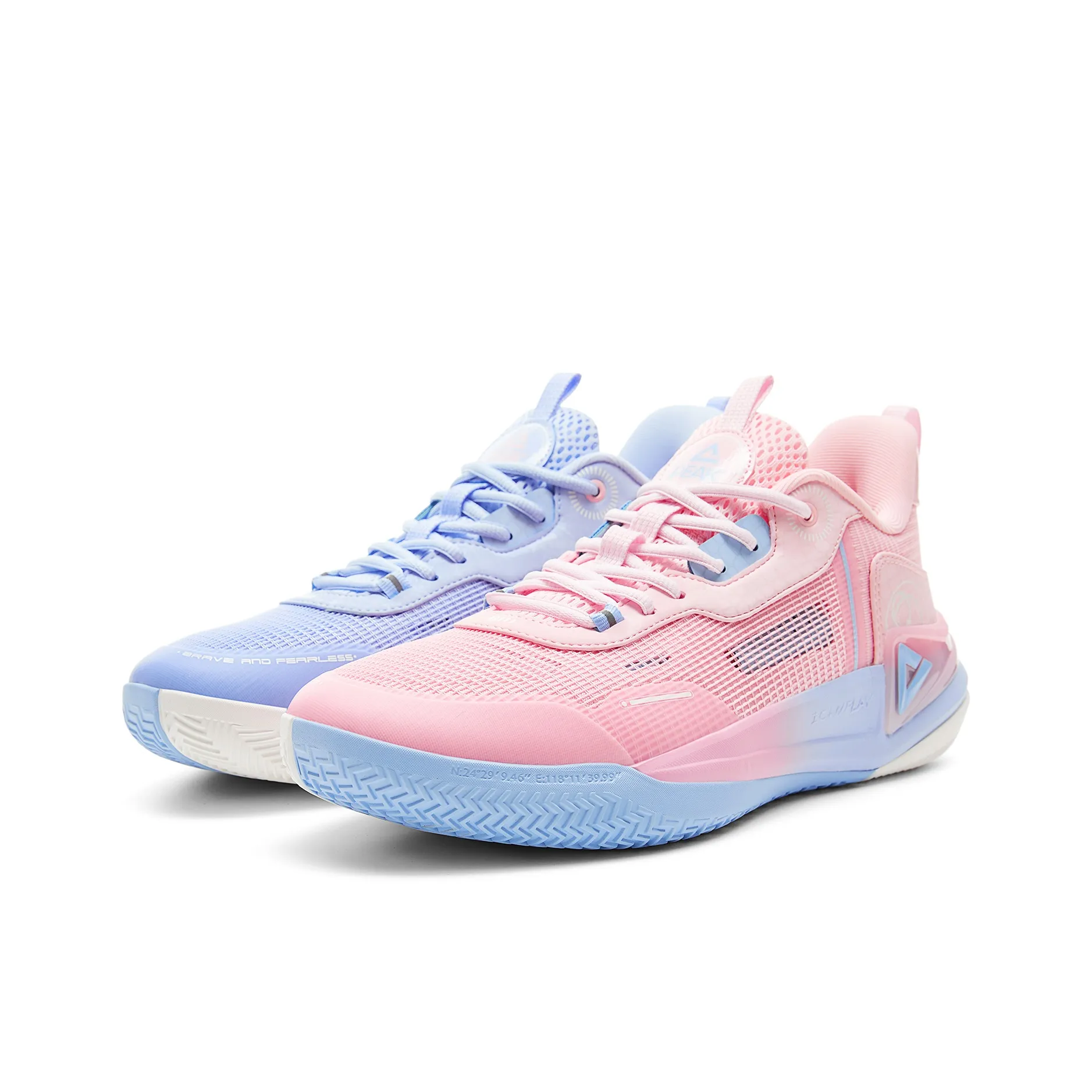 PEAK Hero 2 Баскетбольные кроссовки Низкий топ Небесно-синий Жемчужно-розовый Несовпадающий Мужской