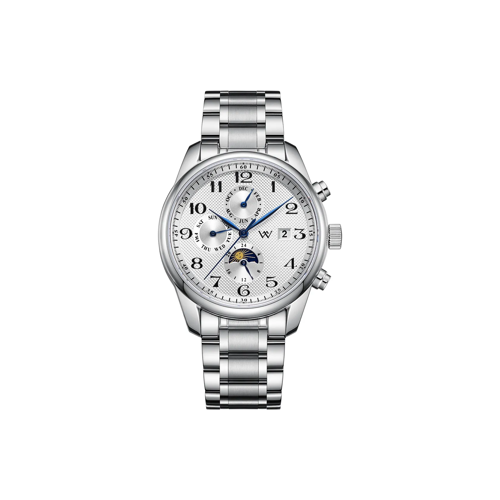 Welly Merck Автоматический Механический Механизм 316L Stainless Steel Ремешок Часы Мужские Белый Циферблат