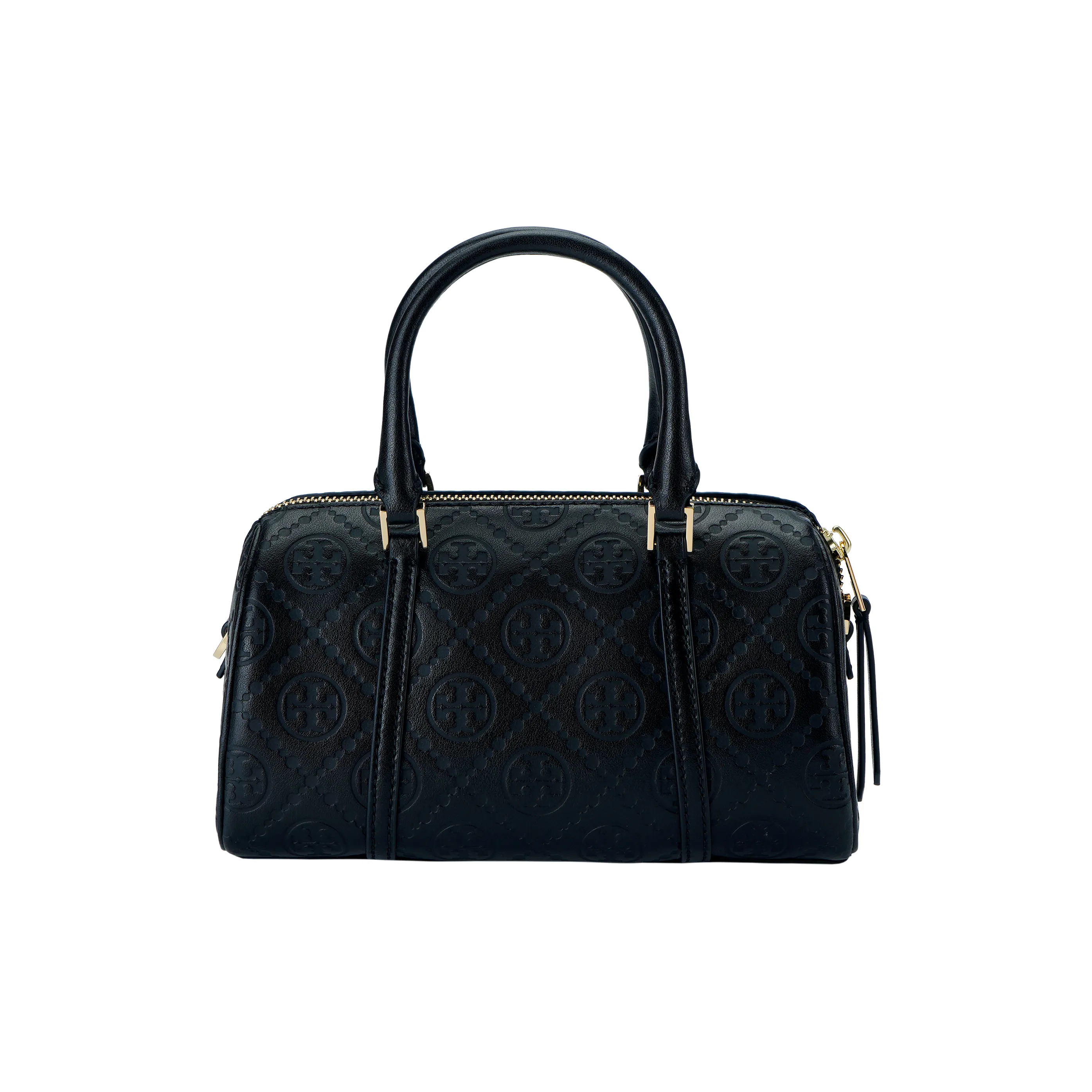 TORY BURCH T Monogram Leather Petite Barrel Bag Black