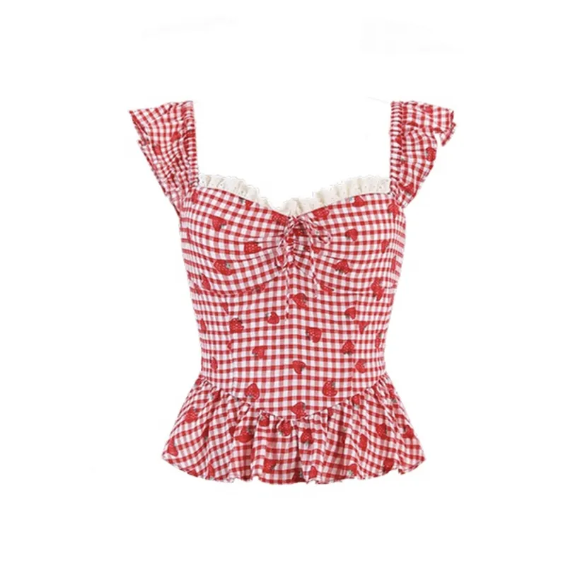 SYEEE WITH U Топ на бретелях Женский Красный Клубничный