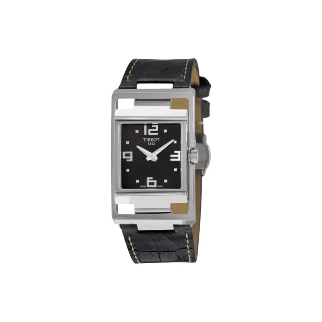 TISSOT T Classic Collection Кварцевый механизм Женские часы 41,8*25,7 мм Черный циферблат Корпус из нержавеющей стали Кожаный ремешок