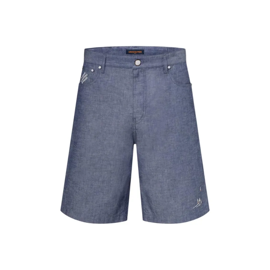 Lv Embroidered Chambray Shorts