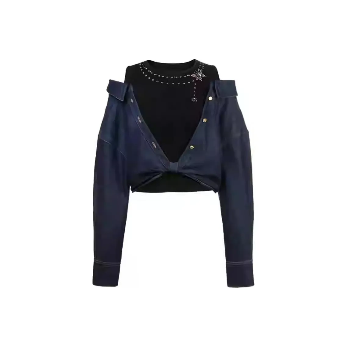 AIVEI Джинсовый синий Женские Рубашки