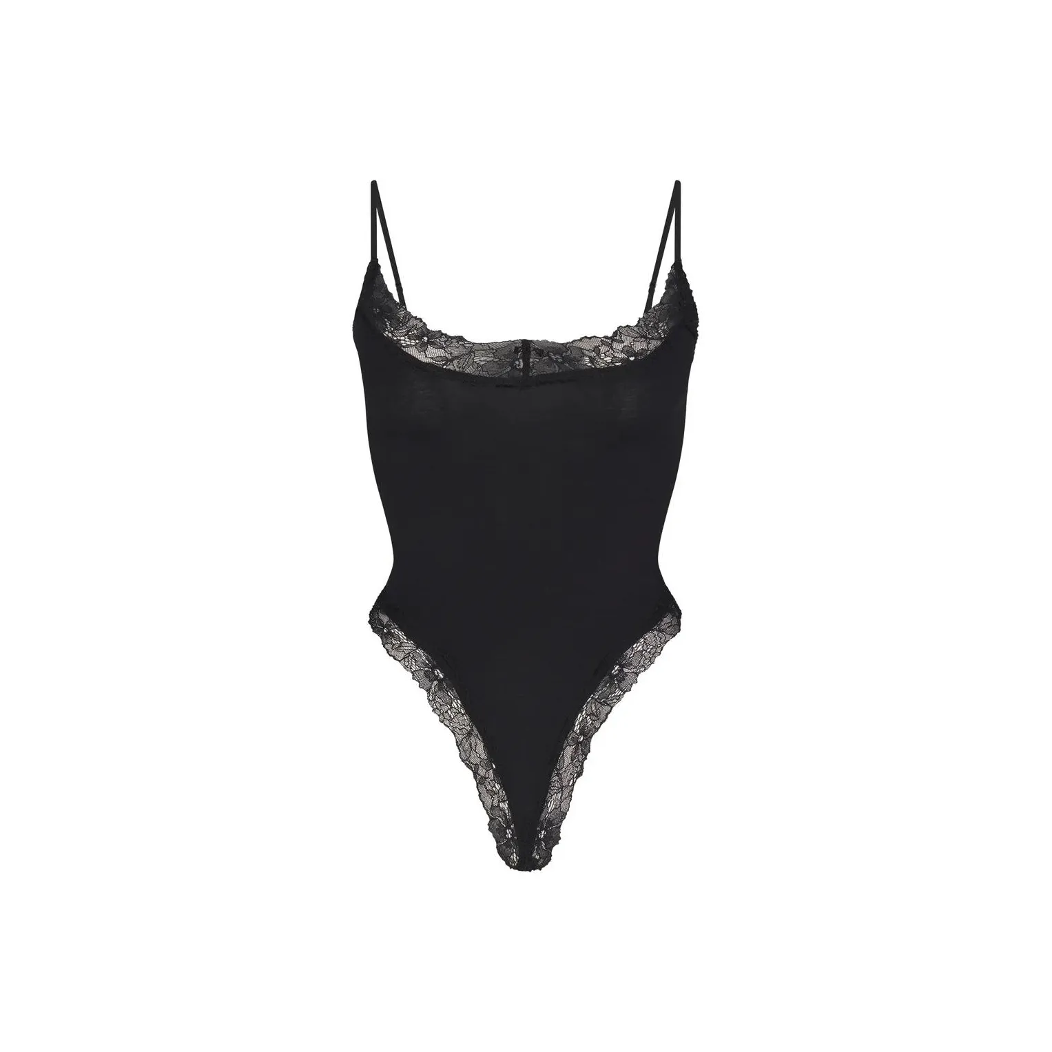 SKIMS COTTON LACE CAMI BODYSUIT Jumpsuit Women's ONYX/Onyx
