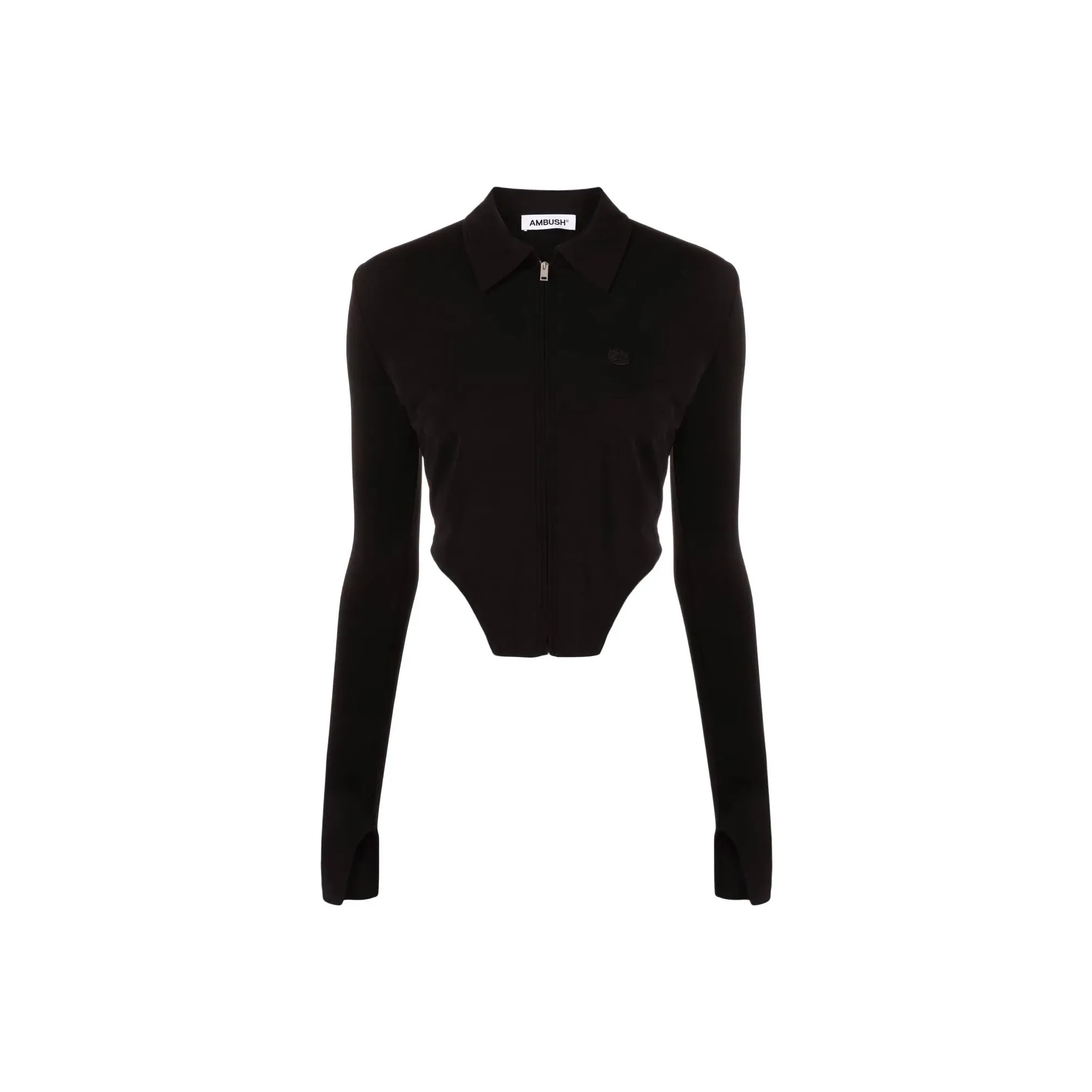 AMBUSH Zip Up Cropped Top 
Black/White
