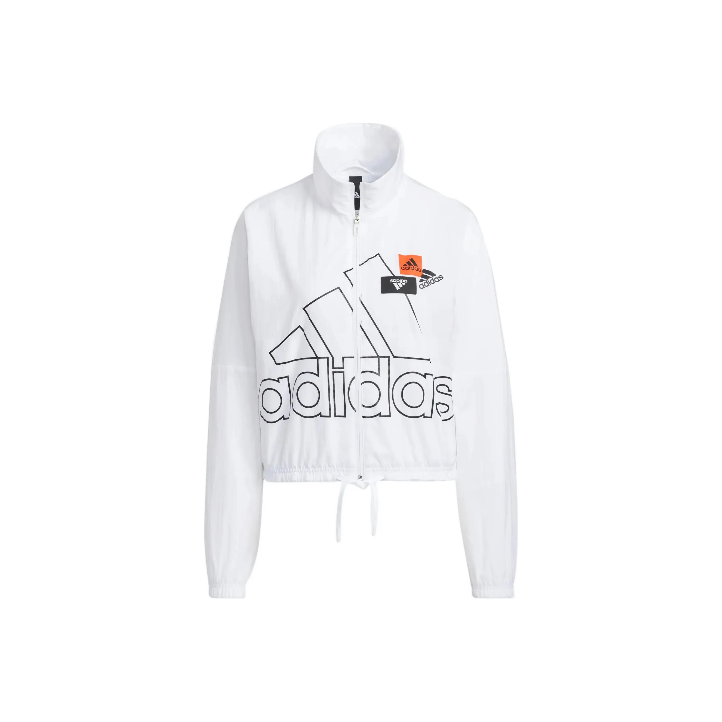 adidas Women'ss Logo Print Zip-Up Stand Collar Jacket White