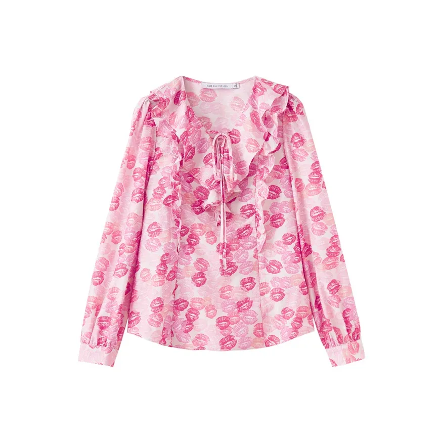 SHUIYUNJIAN Рубашка из шелка тутового дерева женская розовый цвет с цветами