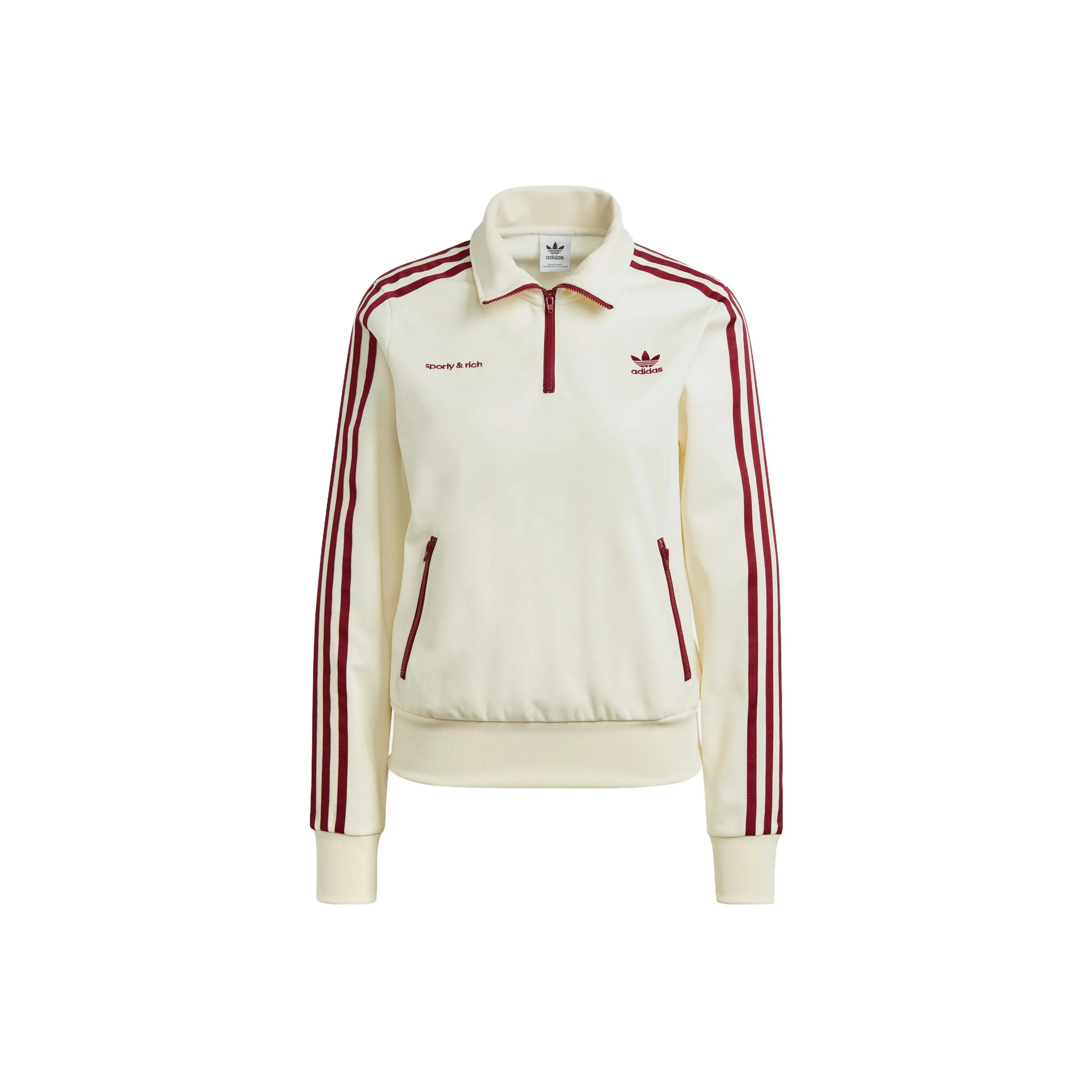 Sporty & Rich X Adidas Quarter Zip Track Jacket Cream/Merlot