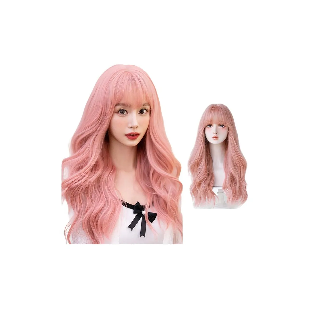 QIJIEHUANGHOU Сладкий стиль Большая волна Парики Энергичный розовый Оранжевый