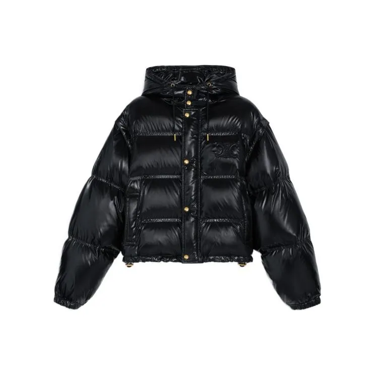 CELINE Cropped Triomphe Down Jacket In Lightweight Nylon