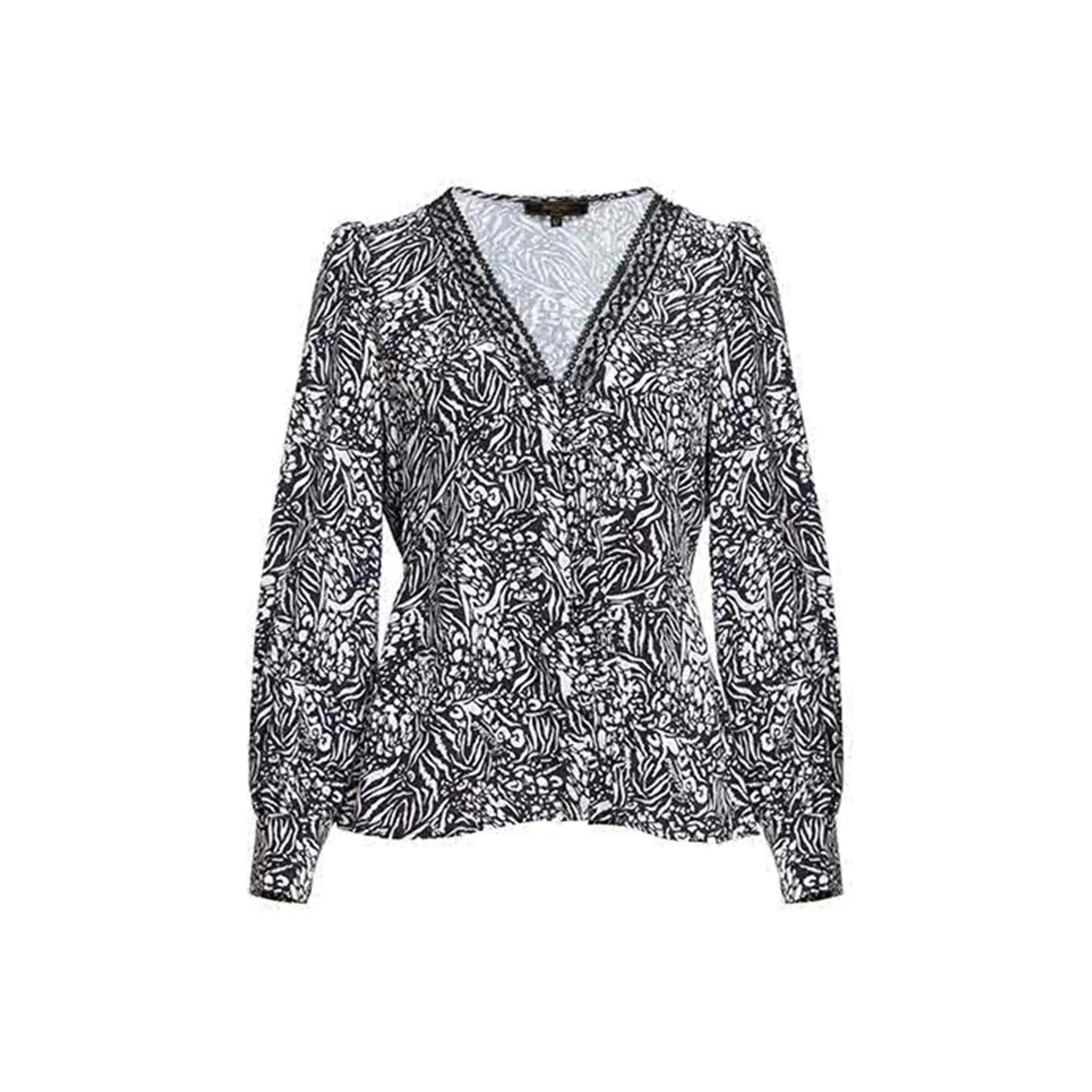 BESIONIA SS23 Рубашка Женская Черный Белый Цветочный