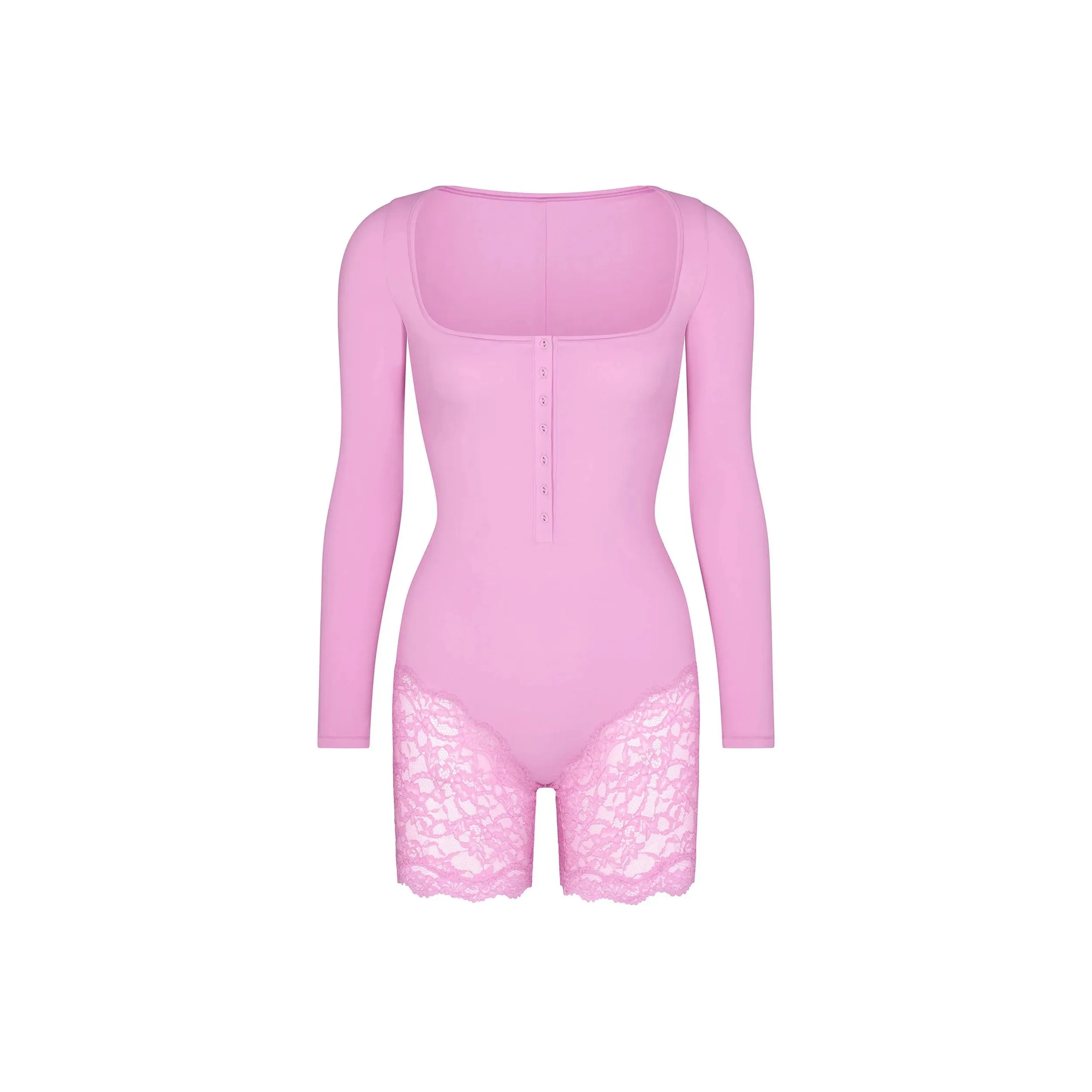 SKIMS FITS EVERYBODY Кружево Длинный рукав Комбинезон Женский Лепесток Лепесток Цвет