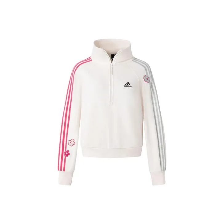 Adidas Flower 3 Stripes Sweatshirt Women's Pink White