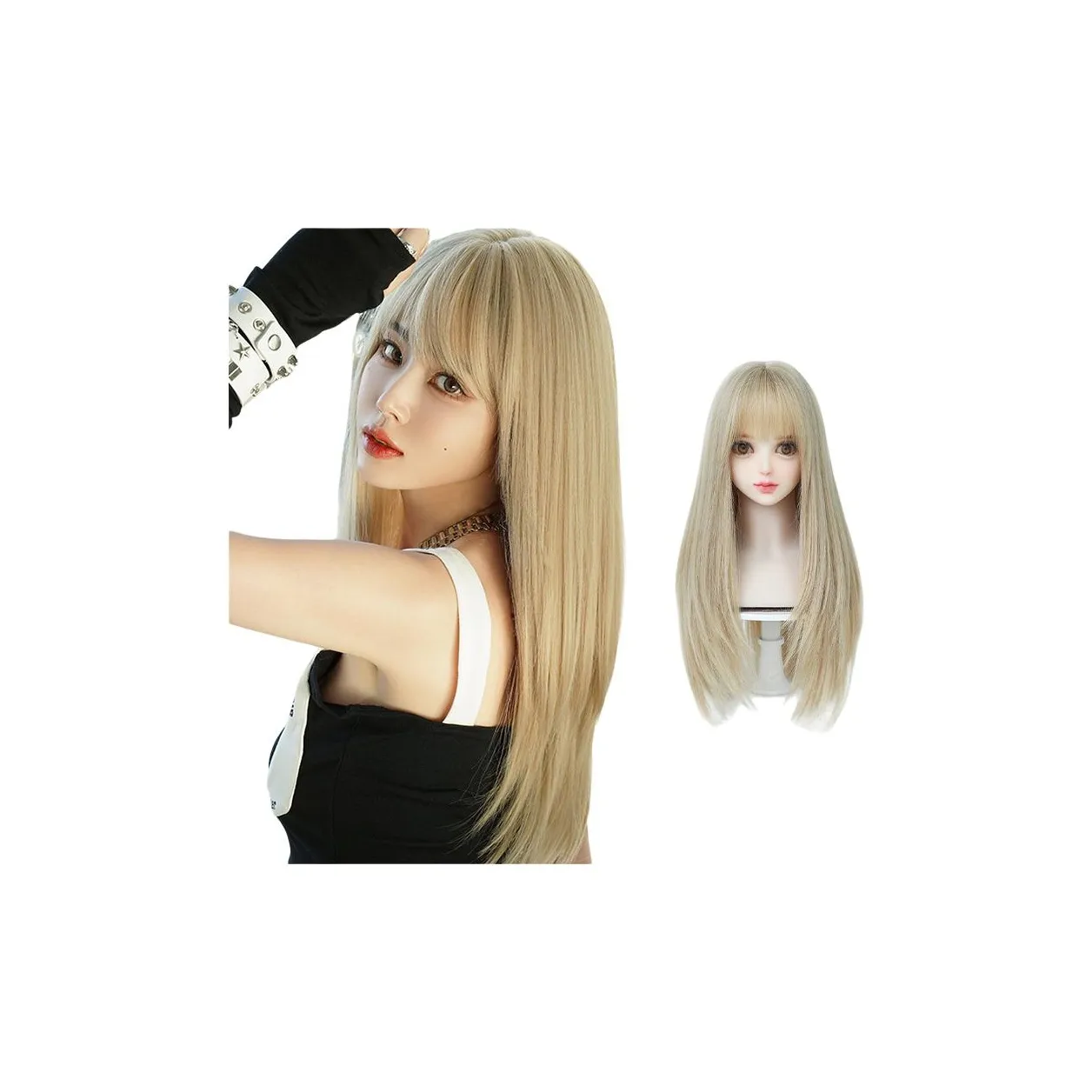 QIJIEHUANGHOU Золотой Рутилированный кварц Прохладный LADY Парики