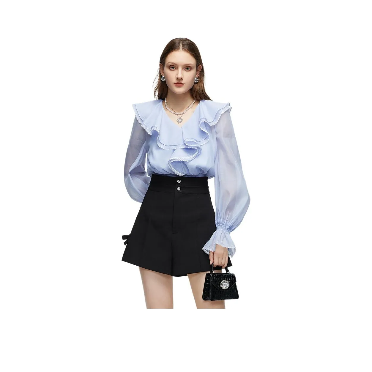 JORYAweekend SS24 Шифон Рубашка Женская Дымчатый Фиолетовый