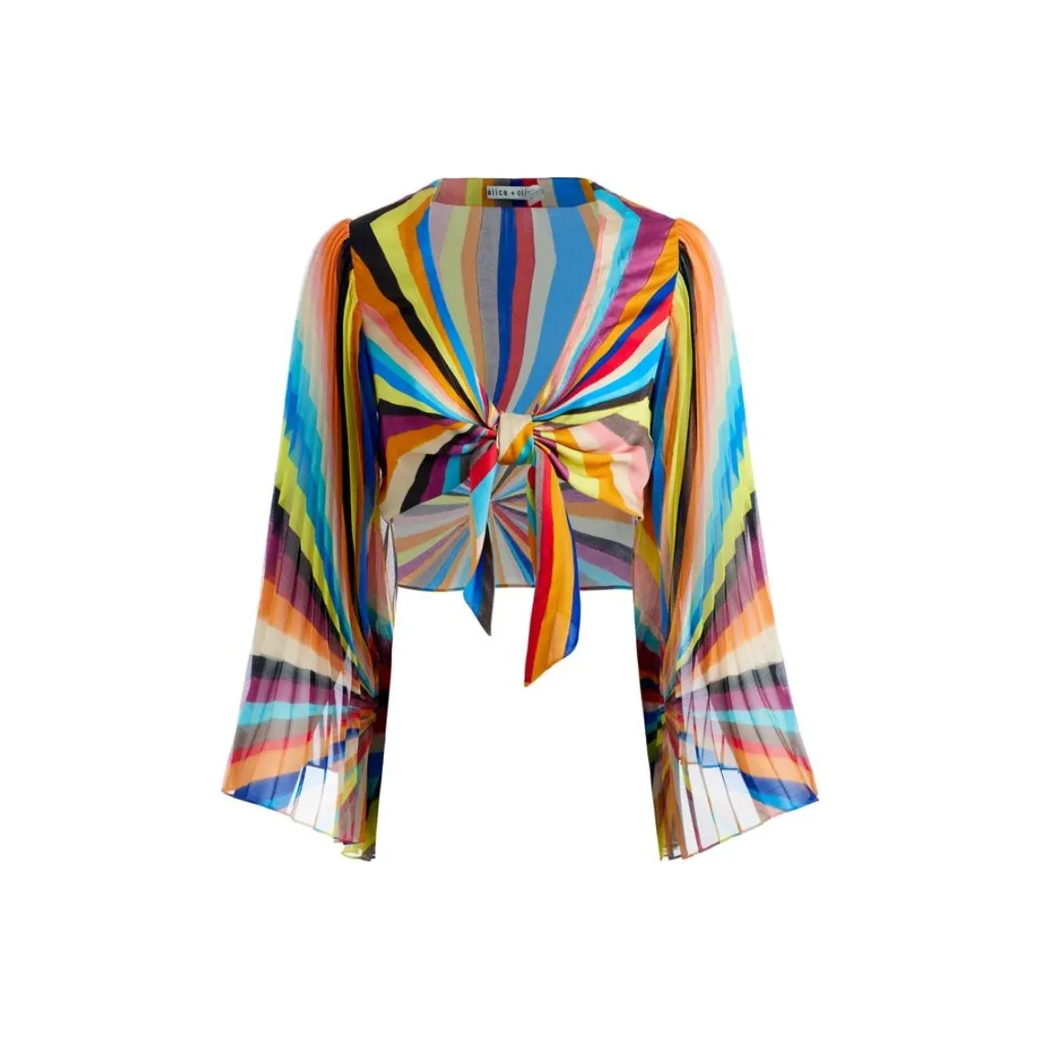 Alice + Olivia Rochelle Tie front Pleated Crop Top