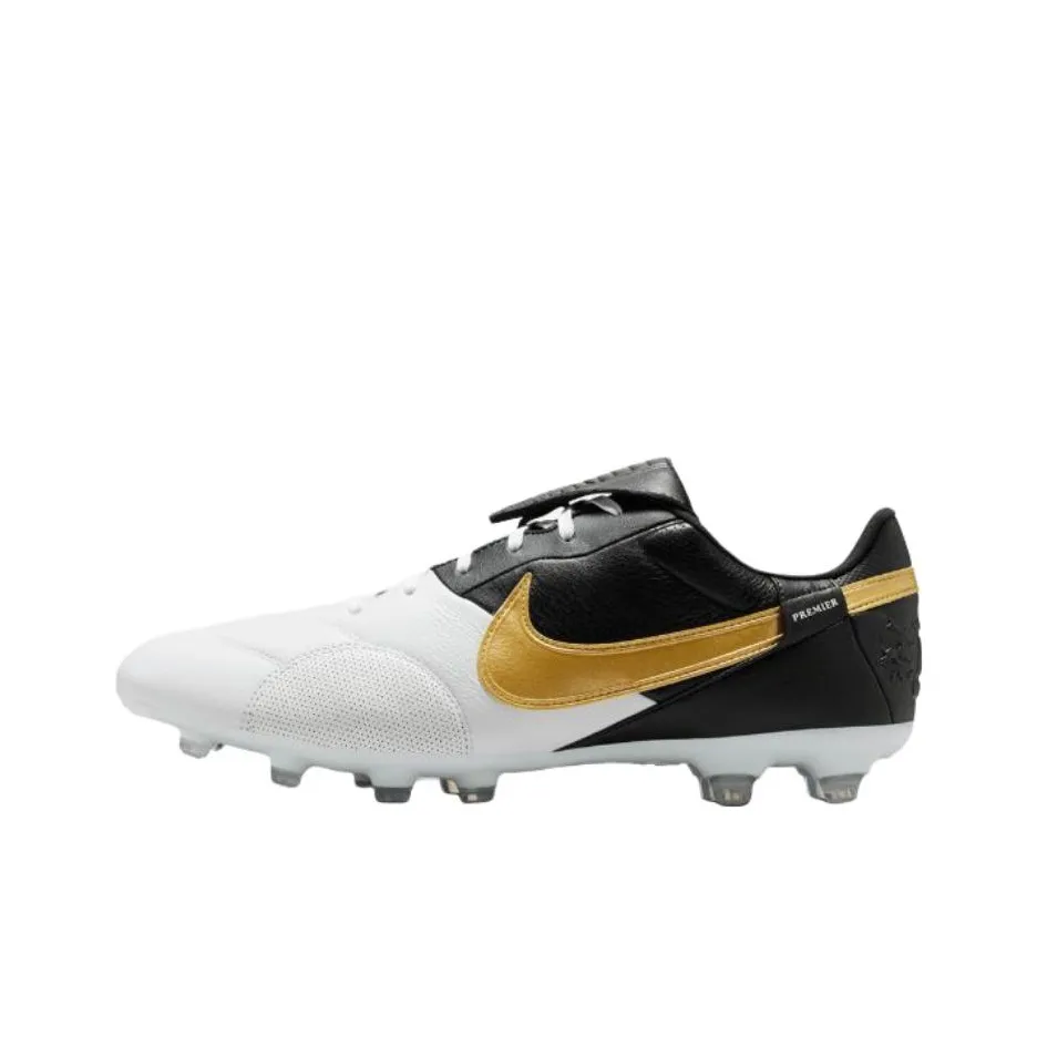 Nike Premier 3 FG Твердый грунт Противоскользящие Устойчивые к истиранию Футбольные бутсы Унисекс Черный Белый Золото
