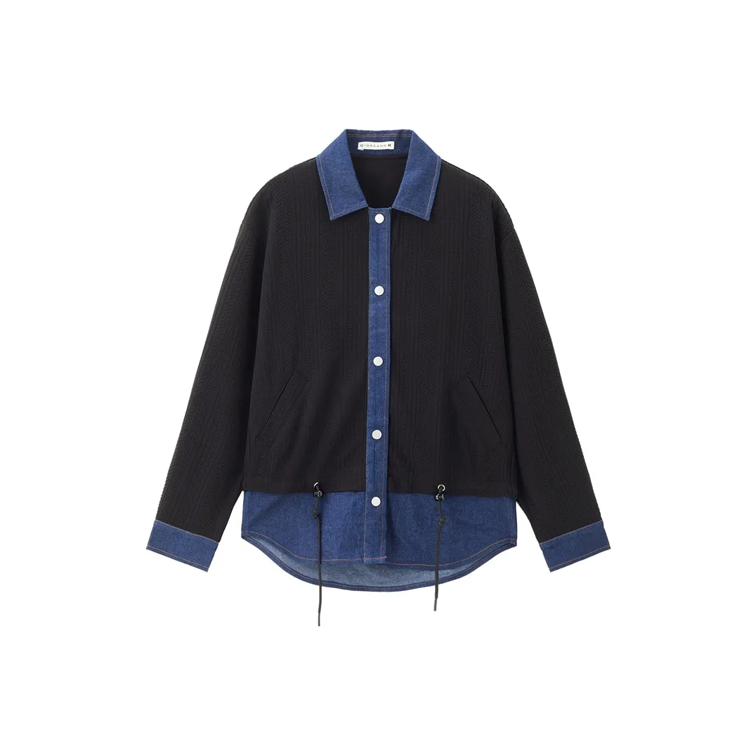 Giordano Рубашка Женская Джинсовая Синий Черный