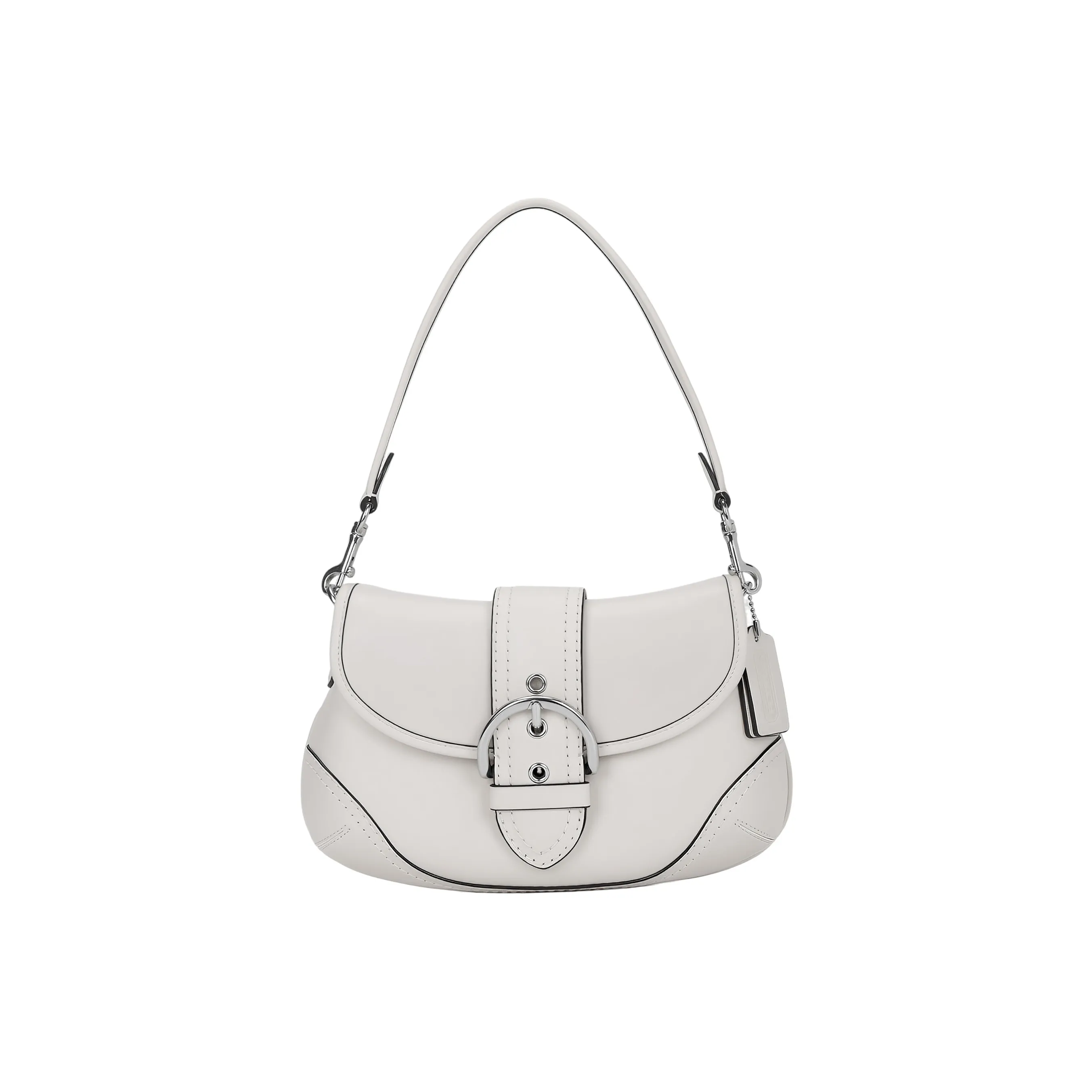 COACH Soho Cow Leather Hobo Bag, One Shoulder Handbag Medium Size Women's Pink White