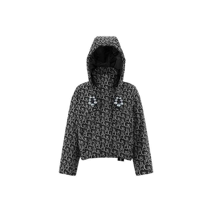 BOSIDENG Down Jackets Women's Black Denim Jacquard