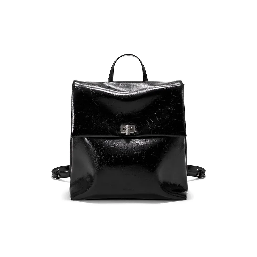 Simedin Рюкзак из коровьей кожи средний женский глубокий черный экрю