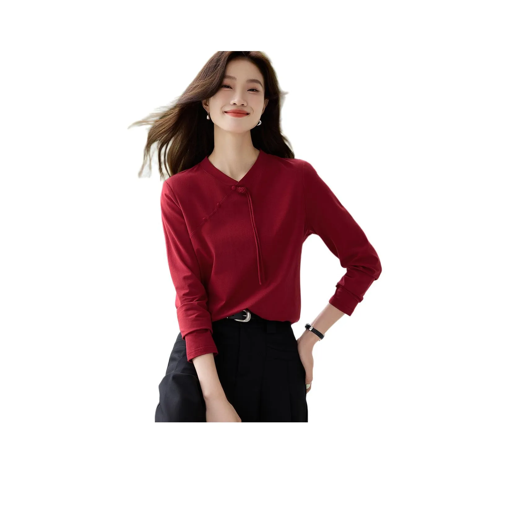 Mo Han Yi Mei T Рубашка Женская Красная